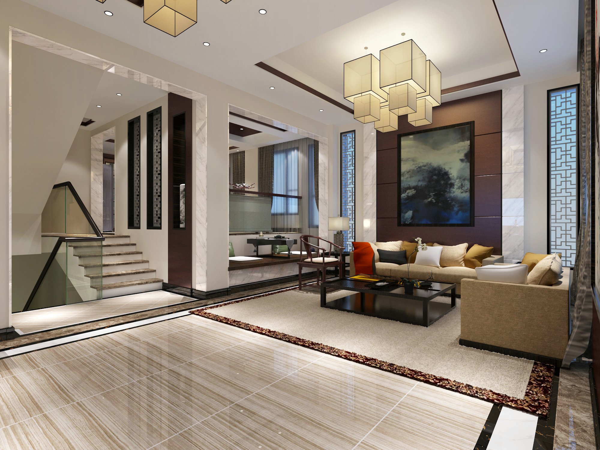 中式風(fēng)格五居室裝修效果圖317平米90萬中式風(fēng)格五居室裝修案例大全-蘇州裝修設(shè)計